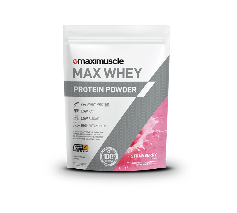 Maximuscle Strawberry Whey Protein Powder - 480g