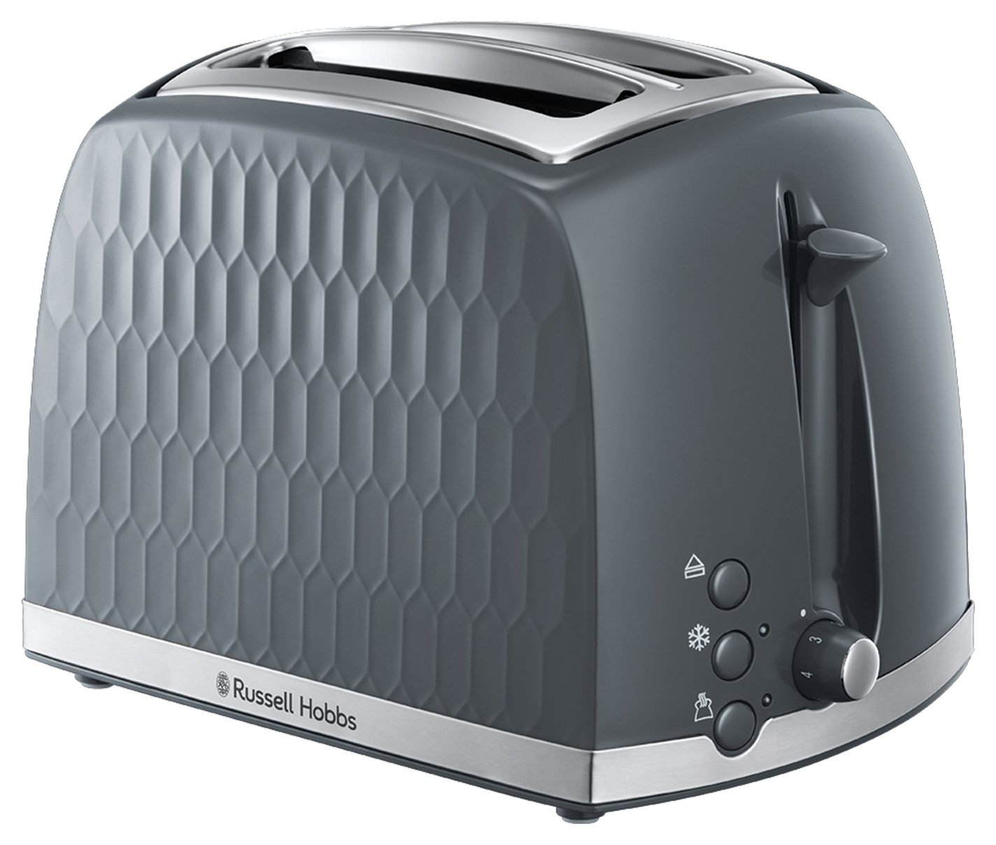 Russell Hobbs Honeycomb 2 Slice Grey Plastic Toaster 26063