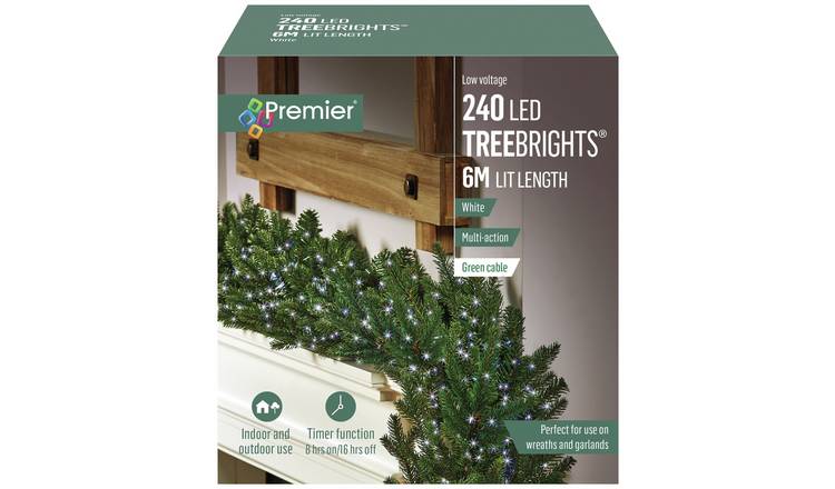 Premier Decorations 240 White LED Christmas Garlands Lights