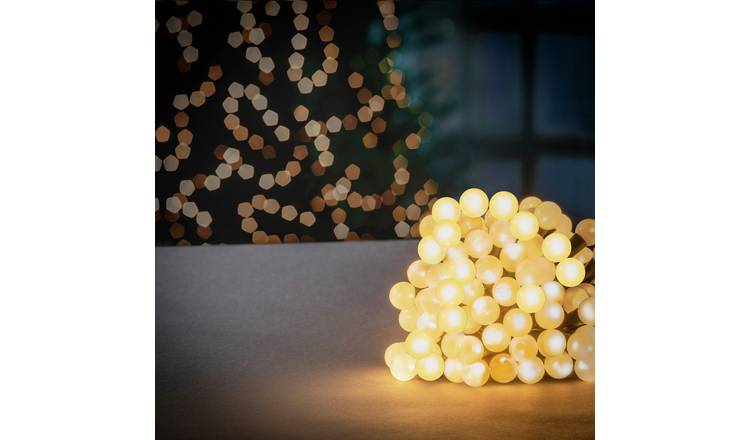 Premier Decorations Warm White Christmas Pearl Berry Lights