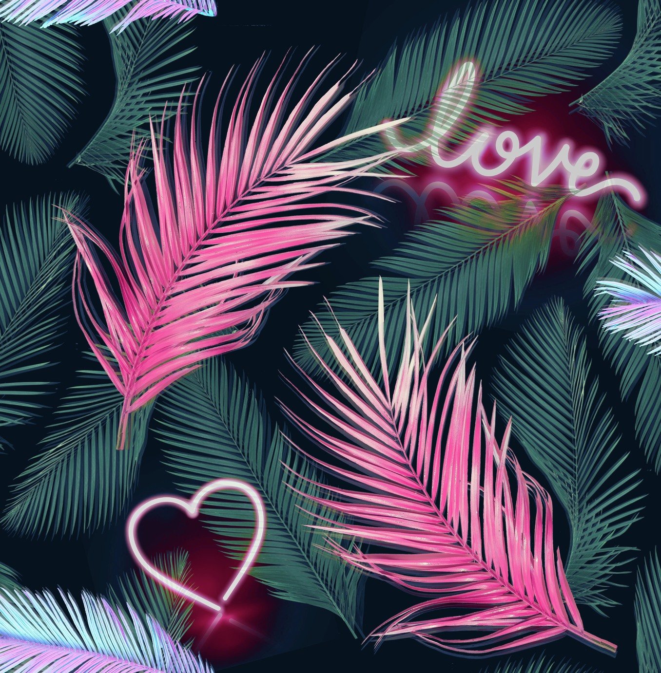 Fresco Neon Love Wallpaper