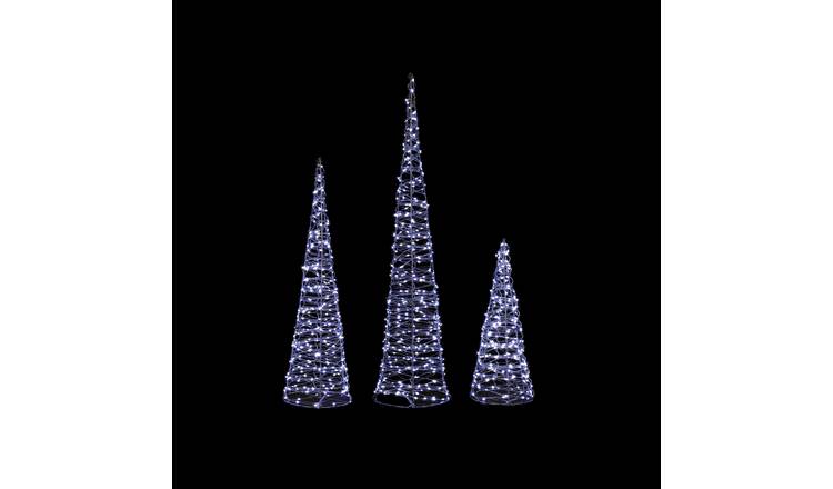 Premier Decorations Silver LED Cones Christmas Decoration