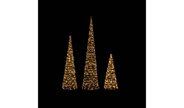 Premier Decorations Rose Gold LED Cones Christmas Decoration