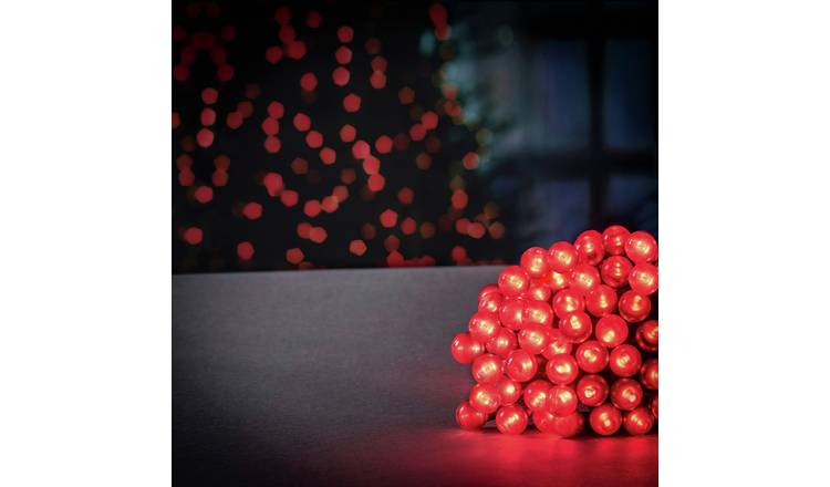 Premier Decorations 100 Red LED Christmas Pearl Berry Lights