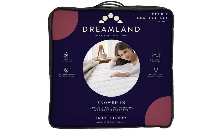 dreamland dual control cotton heated mattress protector king