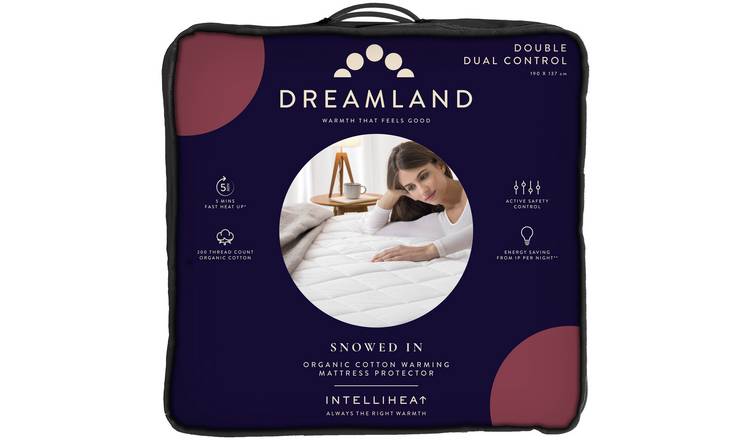 dreamland dual control cotton heated mattress protector kingsize