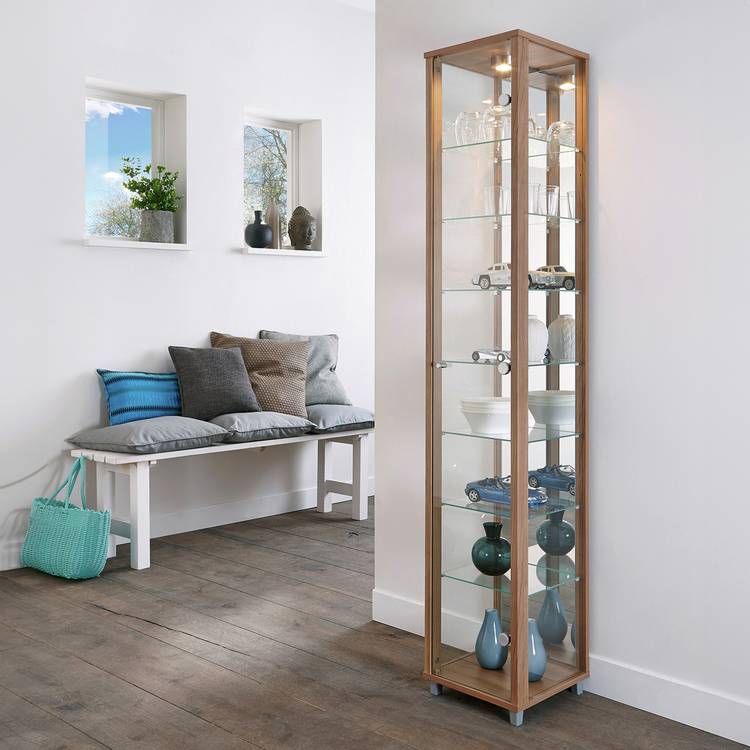 Argos Home 7 Shelf Glass Tall Display Cabinet - Oak 0