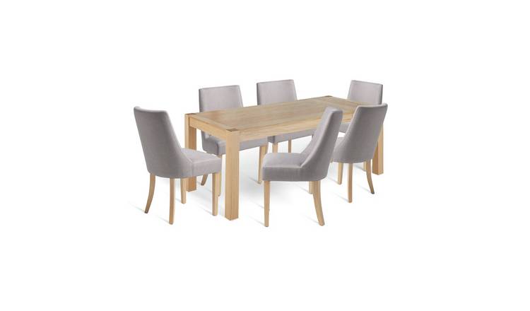 Habitat Alston Wood Extending Table & 6 Grey Chairs