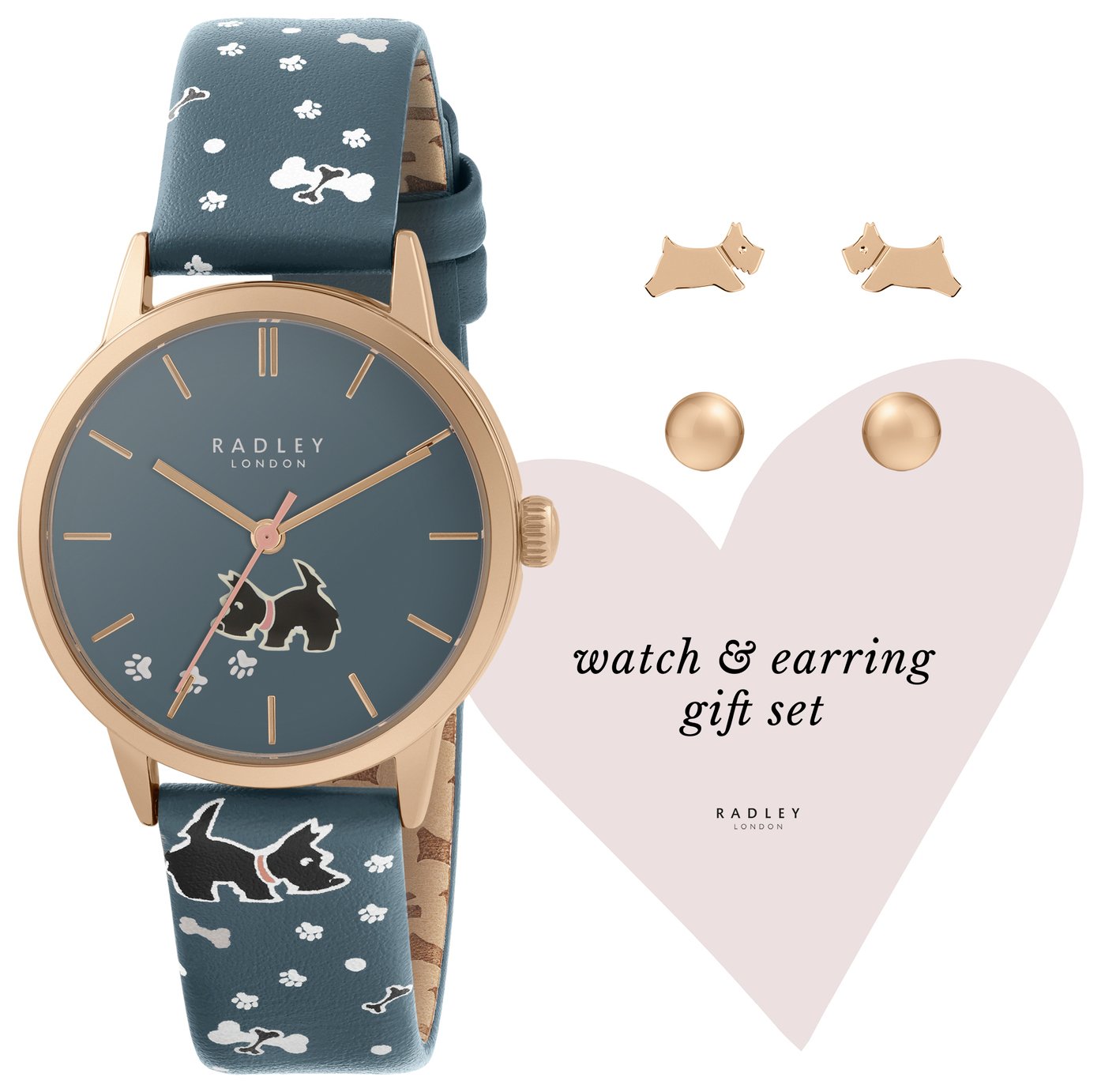 Radley Printed Leather Strap Watch and Earring Gift Set
