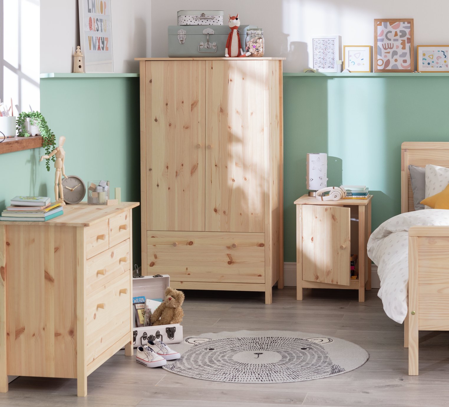 Argos Home Kids Scandinavia 3 Piece 2 Door Wardrobe Set-Pine