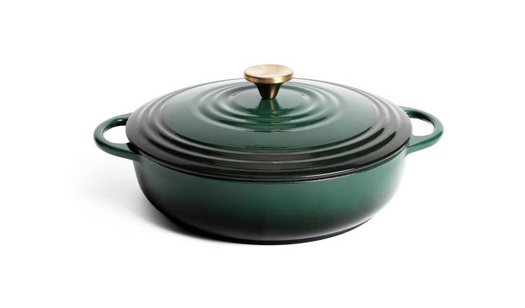 Habitat 4 Litre Cast Iron Shallow Casserole Dish - Green