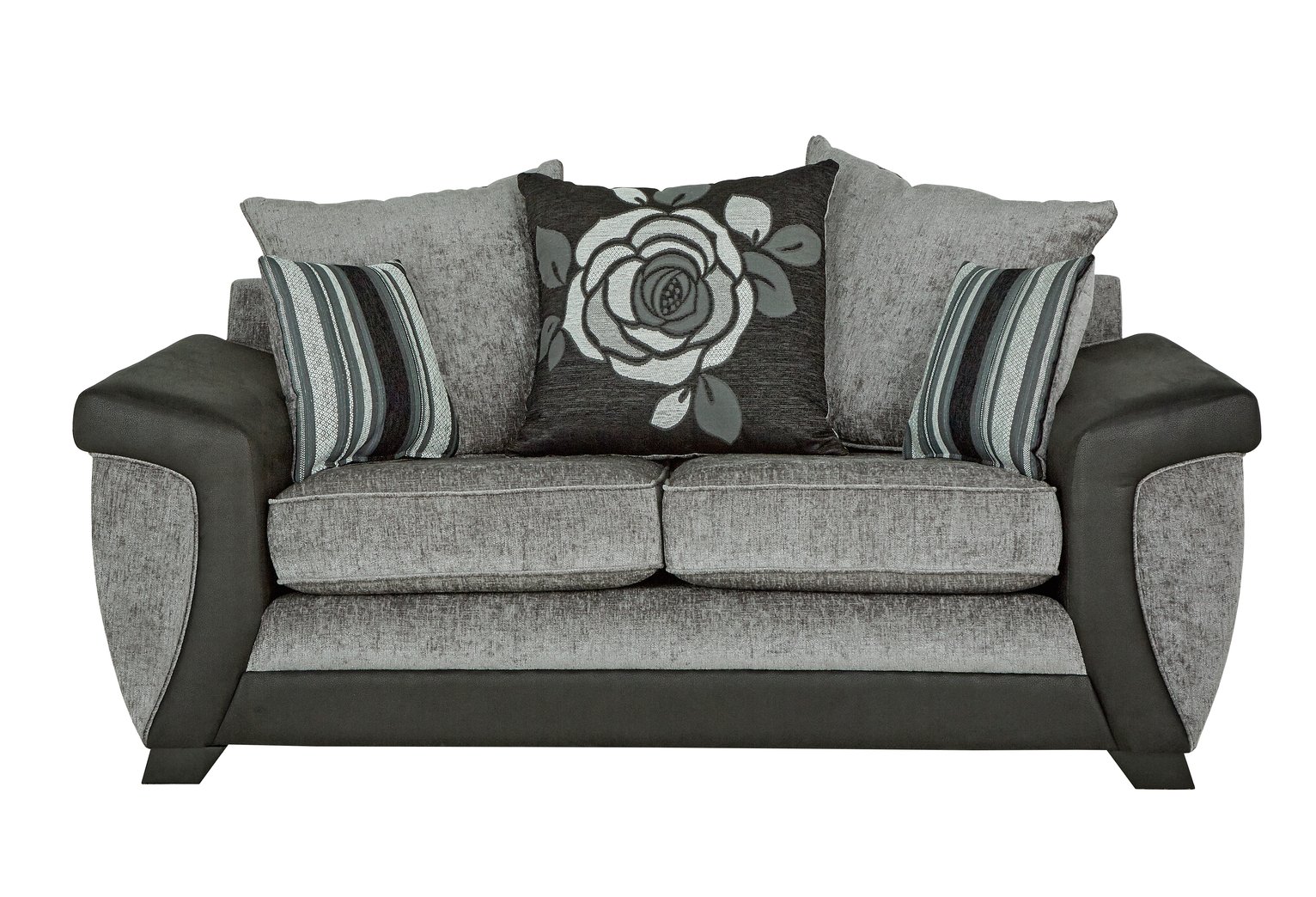 Argos Home Illusion 2 Seater Fabric Sofa - Black & Grey