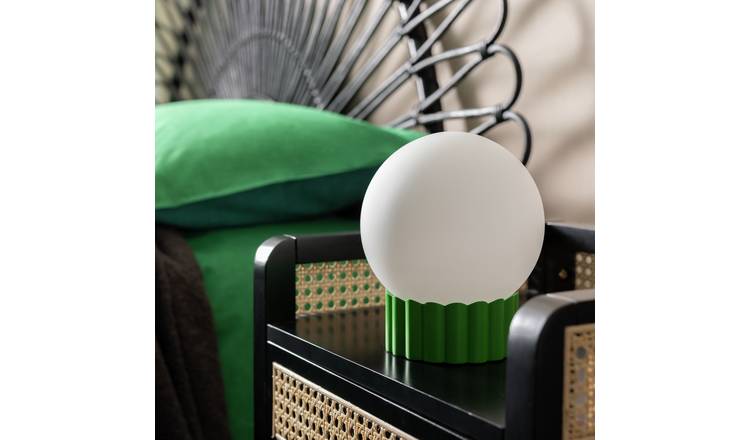 Habitat Ribbed Globe Table Lamp - Green & White