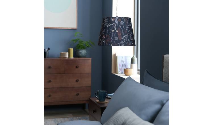 Habitat Dark Blue Floral Easy Fit Tapered Lampshade - 35cm