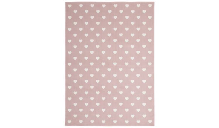 Argos Home Hearts Pink Cut Pile Rug - 170x120cm