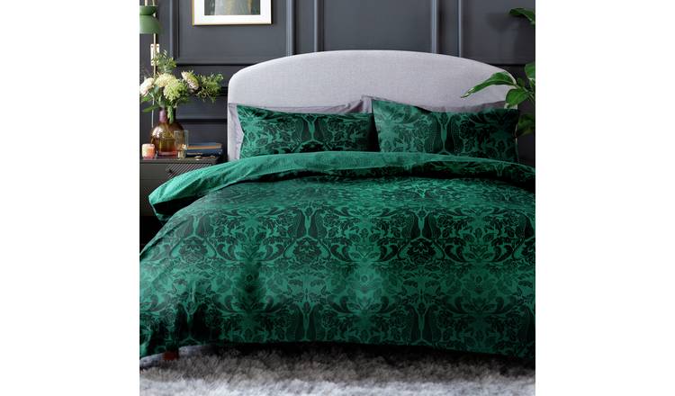Habitat Damask Print Green Bedding Set - Double