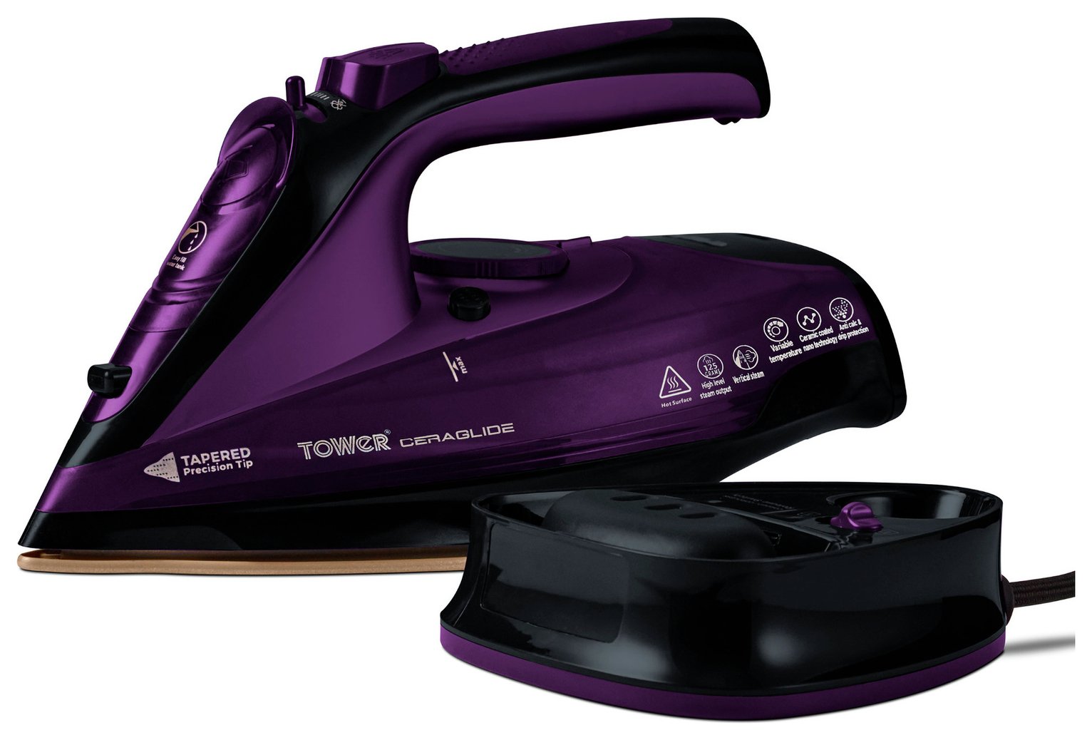 Tower T22008 CeraGlide Cord Cordless 2-in-1 Steam Iron