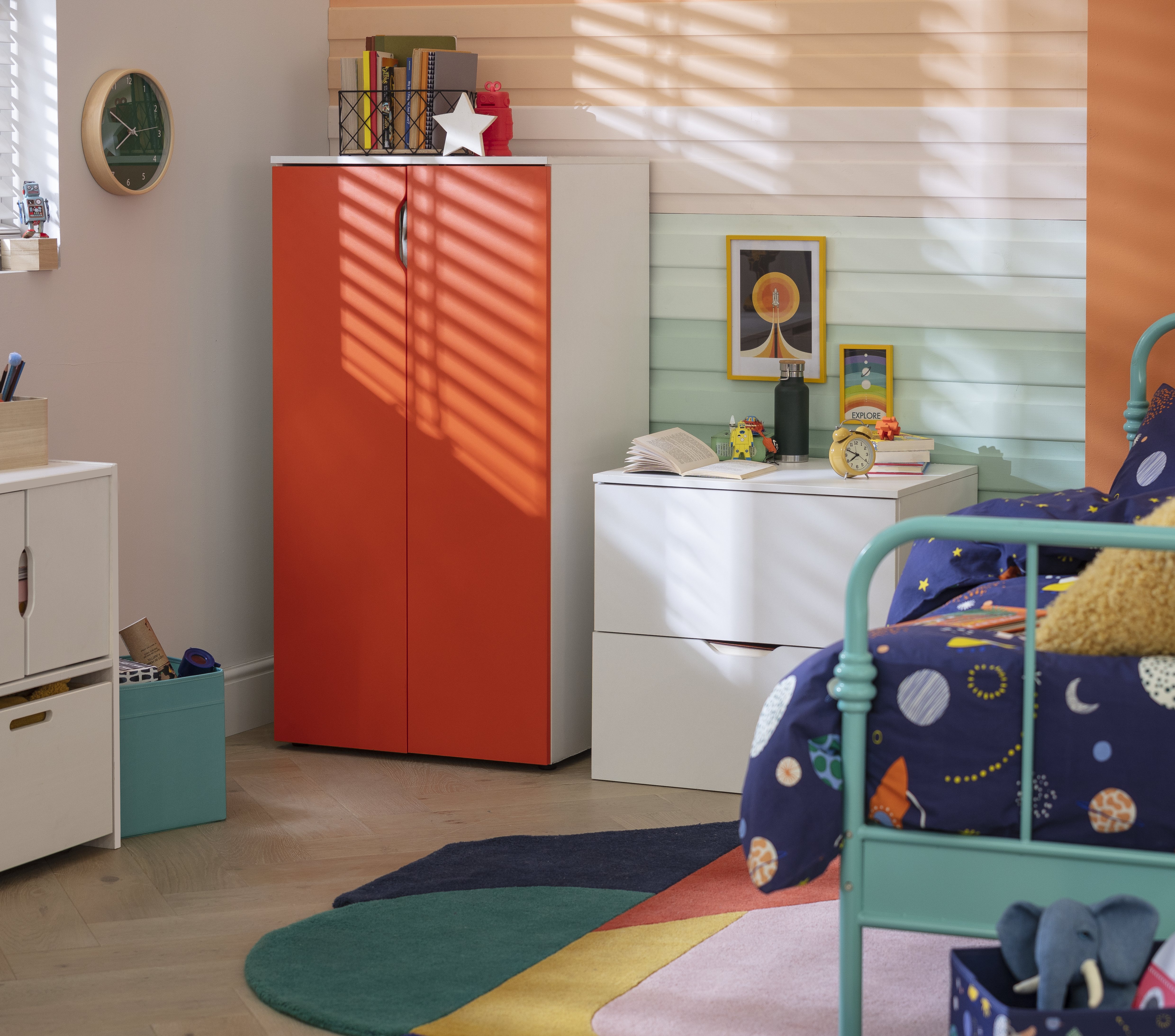 Habitat Kids Pod 2 Piece 2 Door Wardrobe Set -Orange & White
