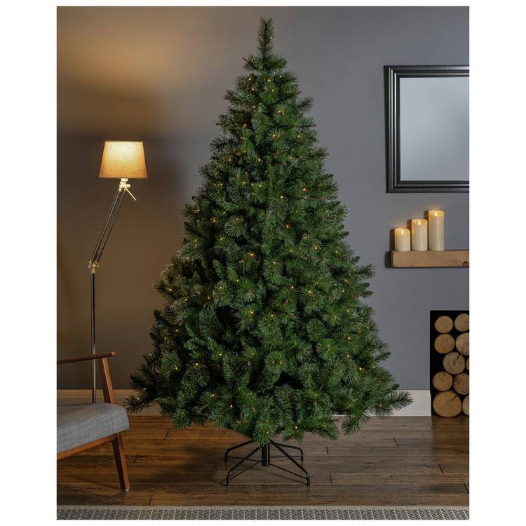 Premier Decorations 8ft Prelit Ridgemere Pine Christmas Tree 0