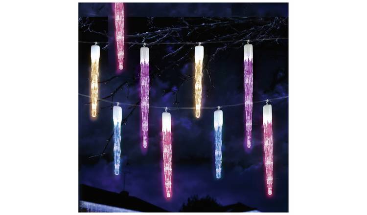 Premier Decorations 72 Rainbow LED Christmas Icicle Lights