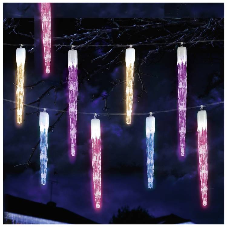 Premier Decorations 72 Rainbow LED Christmas Icicle Lights 0