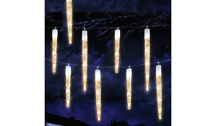 Premier Decorations Warm White LED Christmas Icicles Lights