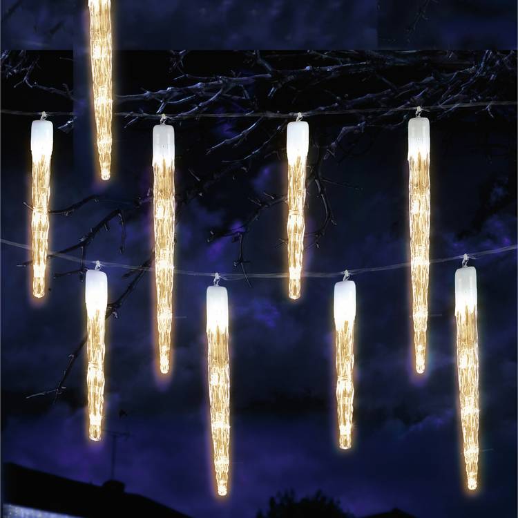 Premier Decorations Warm White LED Christmas Icicles Lights 0