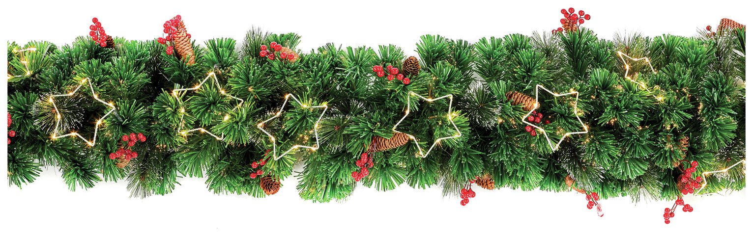 Premier Decorations Pre lit Snow Tipped Christmas Garland