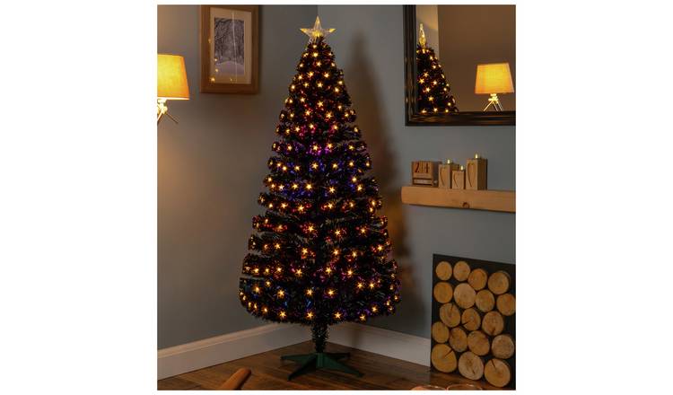 Premier Decorations 6ft Fibre Optic Christmas Tree - Black