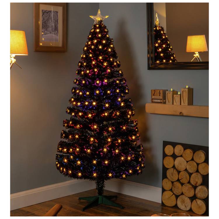 Premier Decorations 6ft Fibre Optic Christmas Tree - Black 0