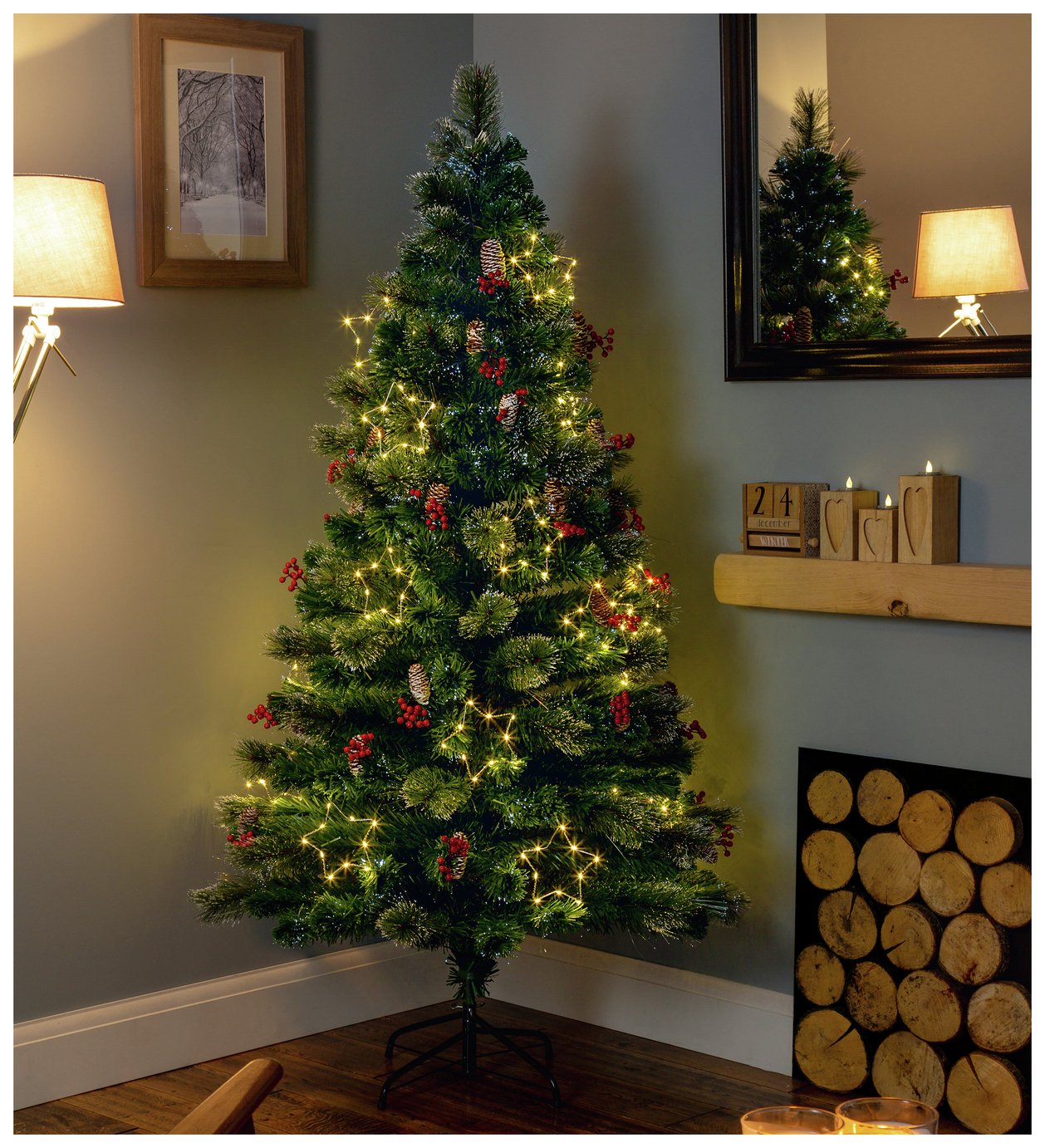 Premier Decorations 6ft Fibre Optic Snow Tip Christmas Tree