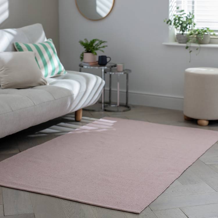 Argos Home Plain Pink Cotton Flatweave Rug - 170x120cm 0
