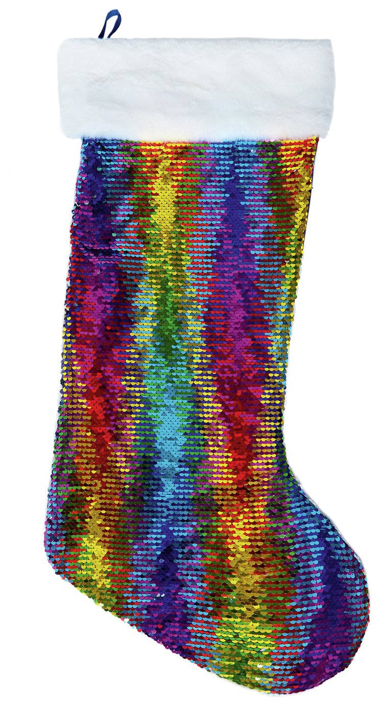 Premier Decorations Rainbow Sequin Christmas Stocking