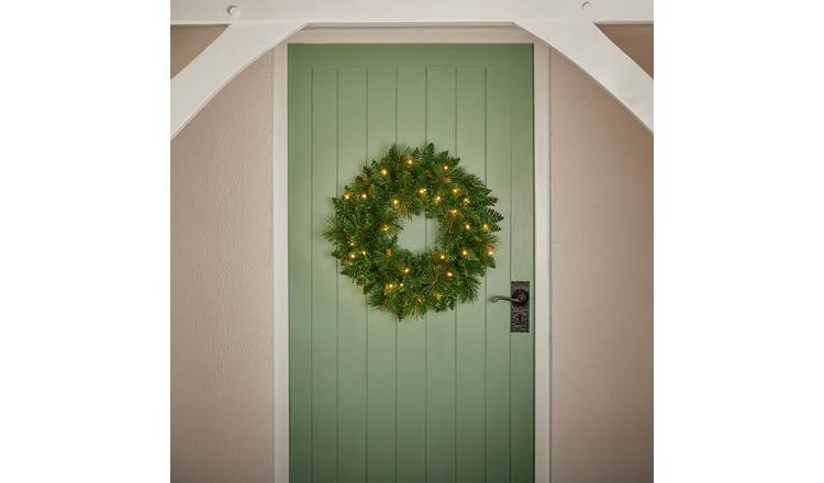 Premier Decorations Pre lit Ridgemere Christmas Wreath