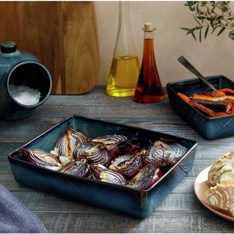 Habitat Navy Reactive Stoneware Roaster 0