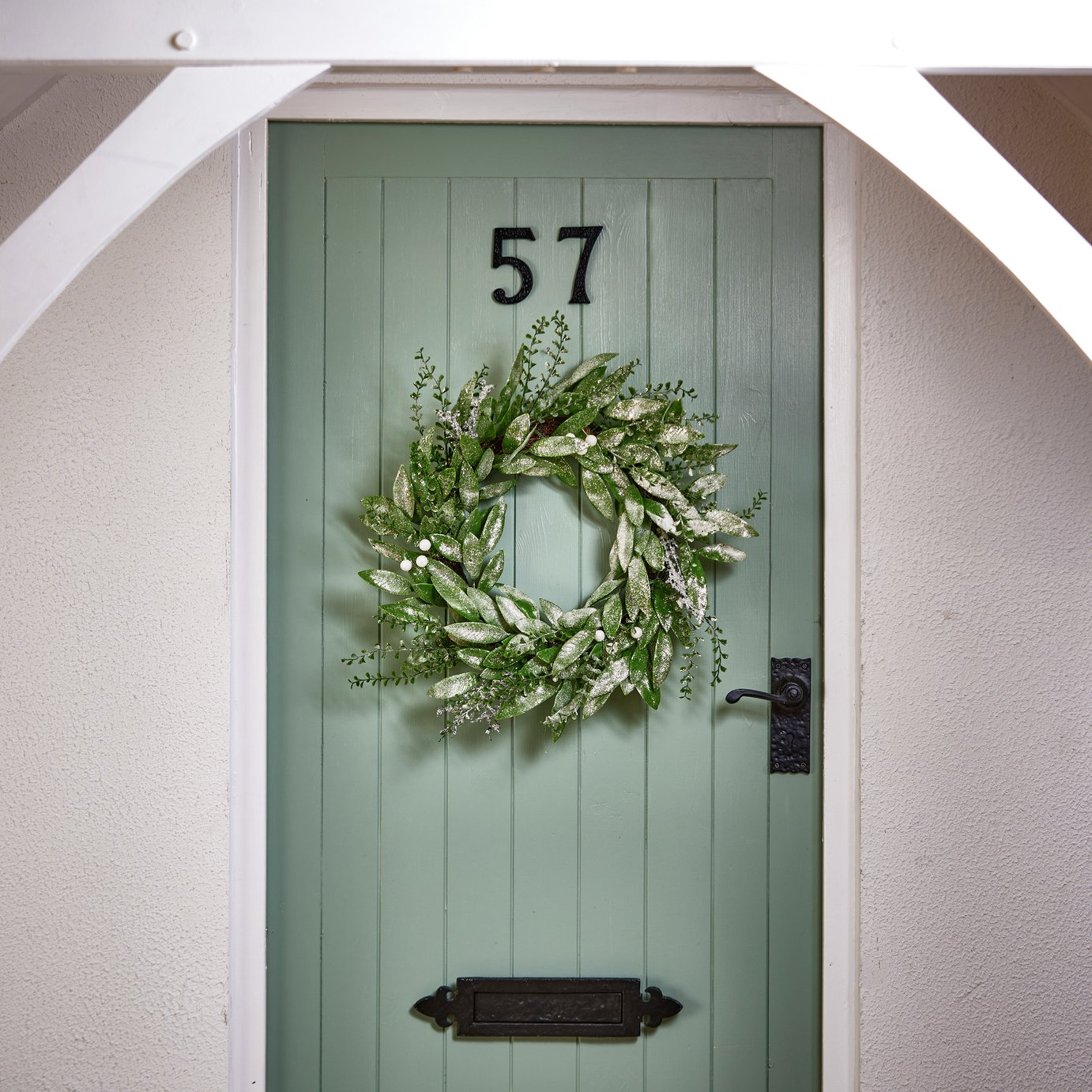 Premier Decorations Frosted Eucalyptus Christmas Wreath