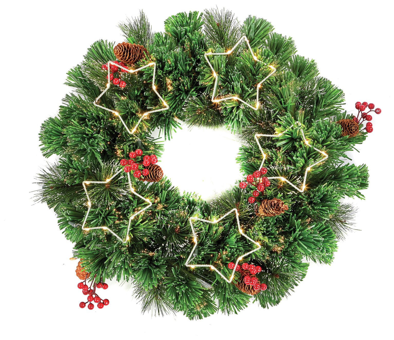 Premier Decorations Fibre Optic Snow Tipped Christmas Wreath