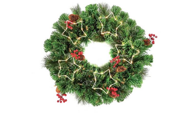 Premier Decorations Fibre Optic Snow Tipped Christmas Wreath