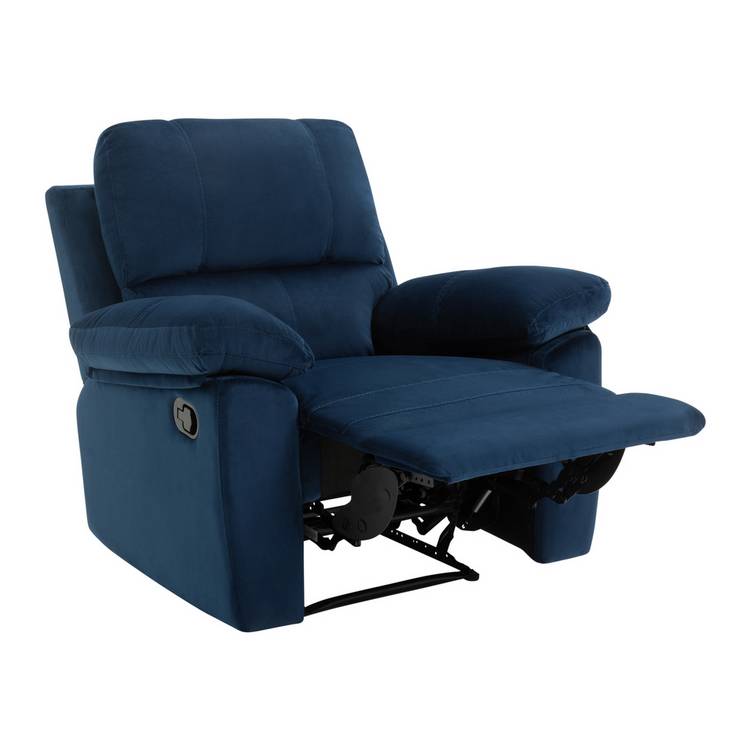 Toby Velvet Manual Recliner Chair - Navy 0