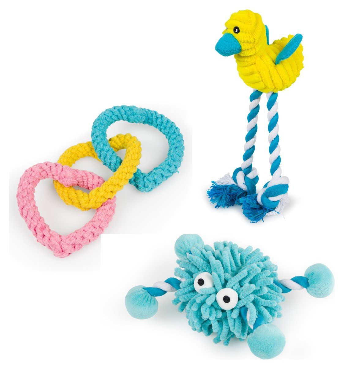 Petface Rope Heart and Noodle Puppy Dog Toy