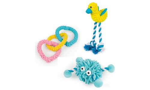 Petface Rope Heart and Noodle Puppy Dog Toy