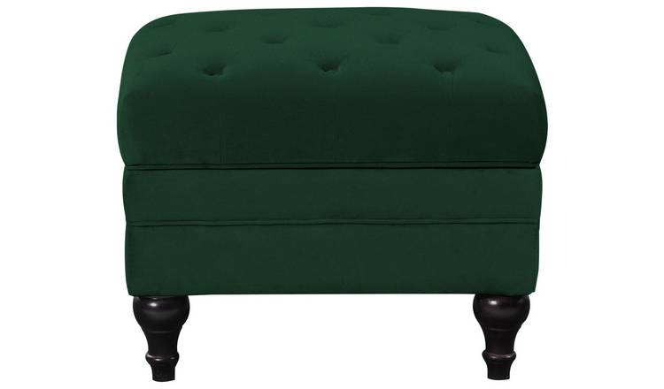 Habitat Chesterfield Velvet  storage  Footstool - Green