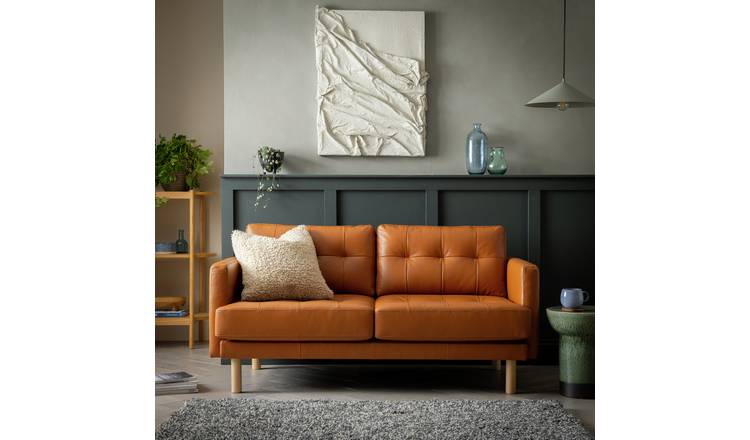 Habitat Newell Leather 2 Seater Sofa - Tan