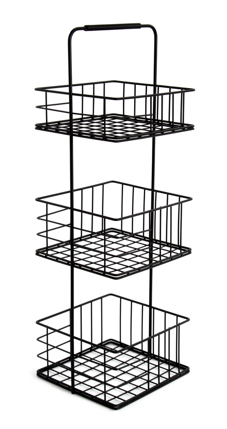 Habitat 3 Tier Wire Mesh Storage Caddy - Black