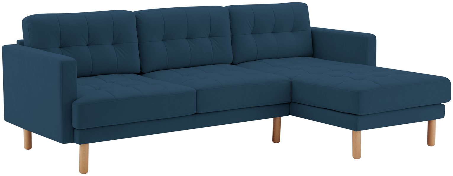 Habitat Newell Fabric Right Hand Corner Chaise Sofa - Navy 3 Seater