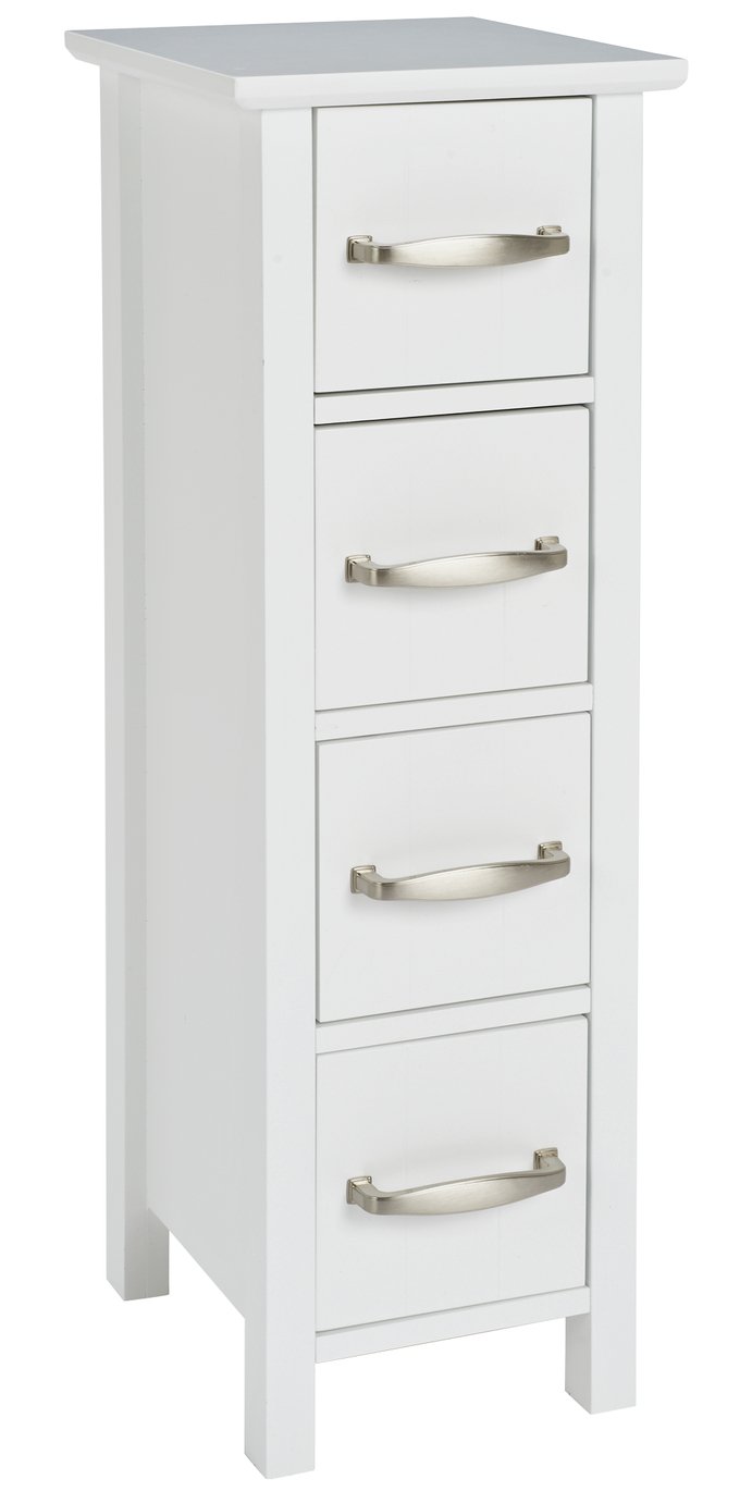 Argos Home Tongue & Groove 4 Drawer Slimline Unit - White