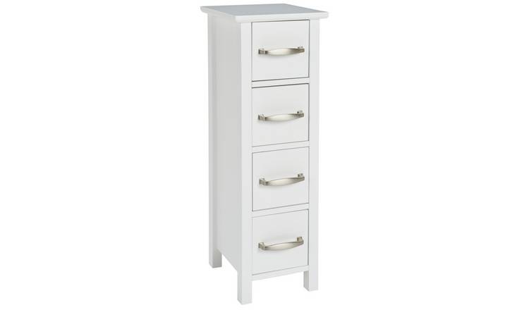 Buy Argos Home Tongue Groove 4 Drawer Slimline Unit White Freestanding Bathroom Cabinets Argos