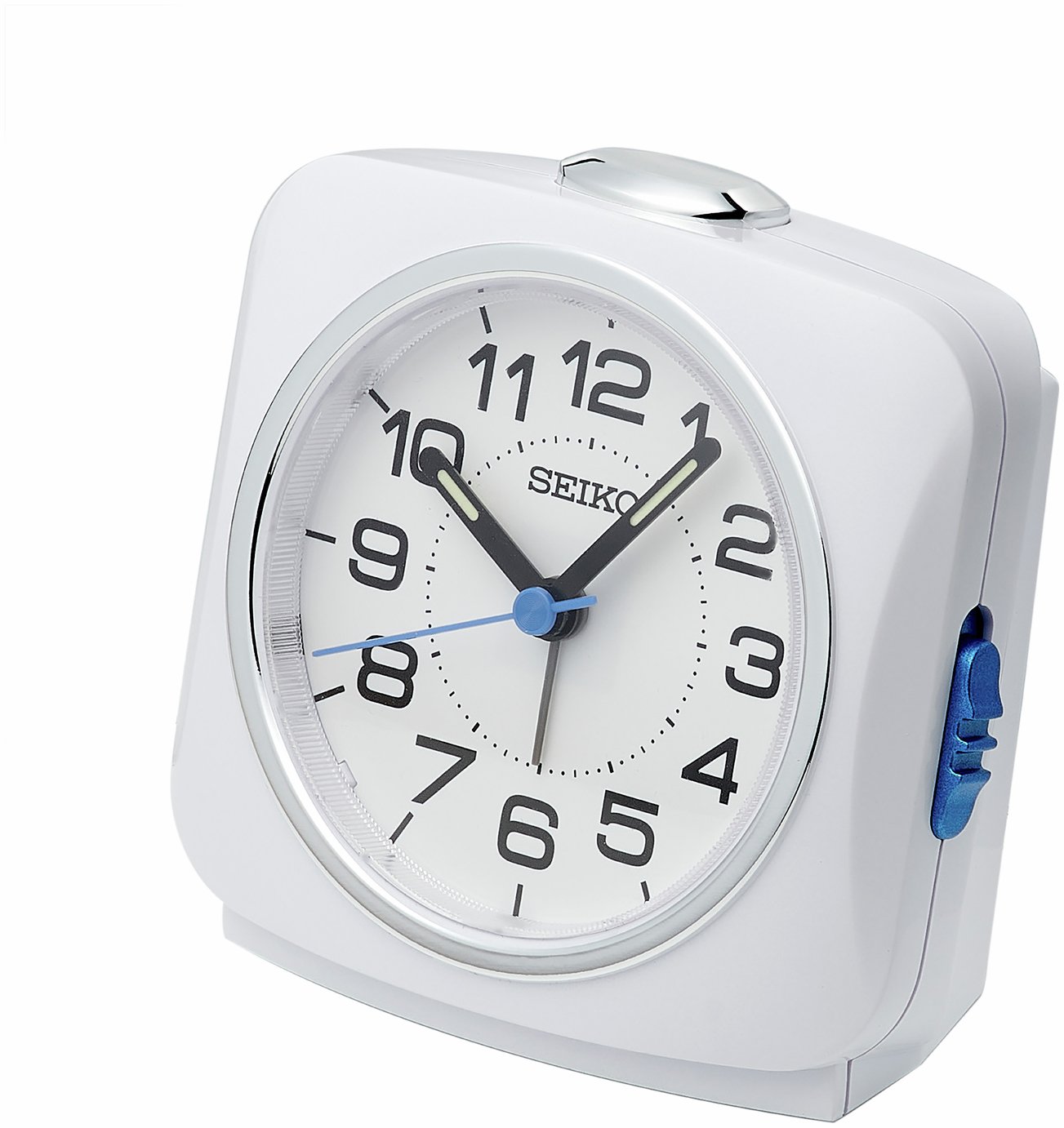 Buy Seiko Clocks Square Sweep Analogue Alarm Clock - White