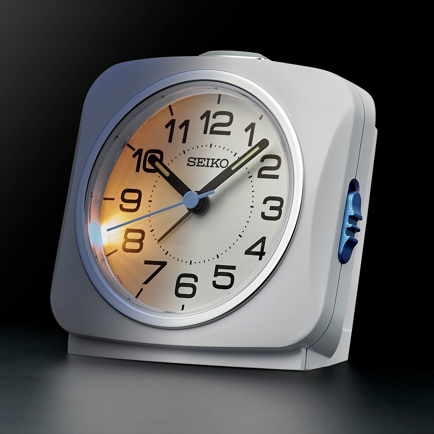 Buy Seiko Clocks Square Sweep Analogue Alarm Clock - White