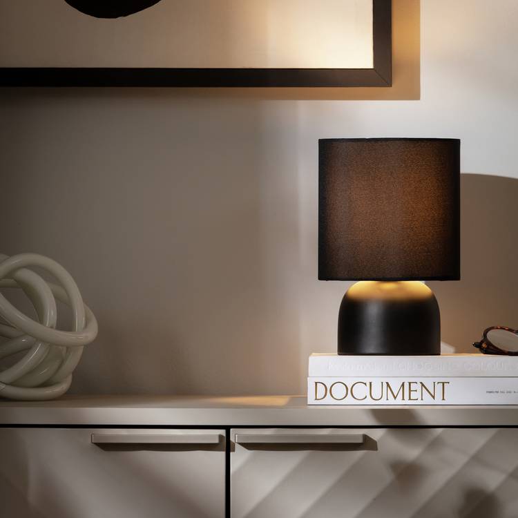 Argos Home 25cm Steel Touch Table Lamp Pair - Black 0